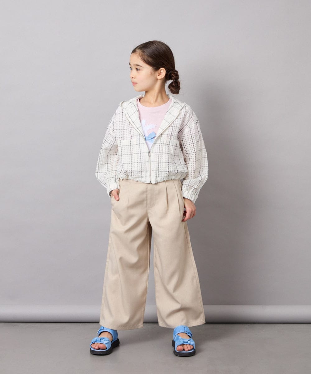 KJLGD01044 a.v.v KIDS(アー・ヴェ・ヴェ) [120-160]麻調サス付きワイドパンツ ベージュ