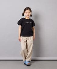 KJLGD01044 a.v.v KIDS(アー・ヴェ・ヴェ) [120-160]麻調サス付きワイドパンツ ベージュ