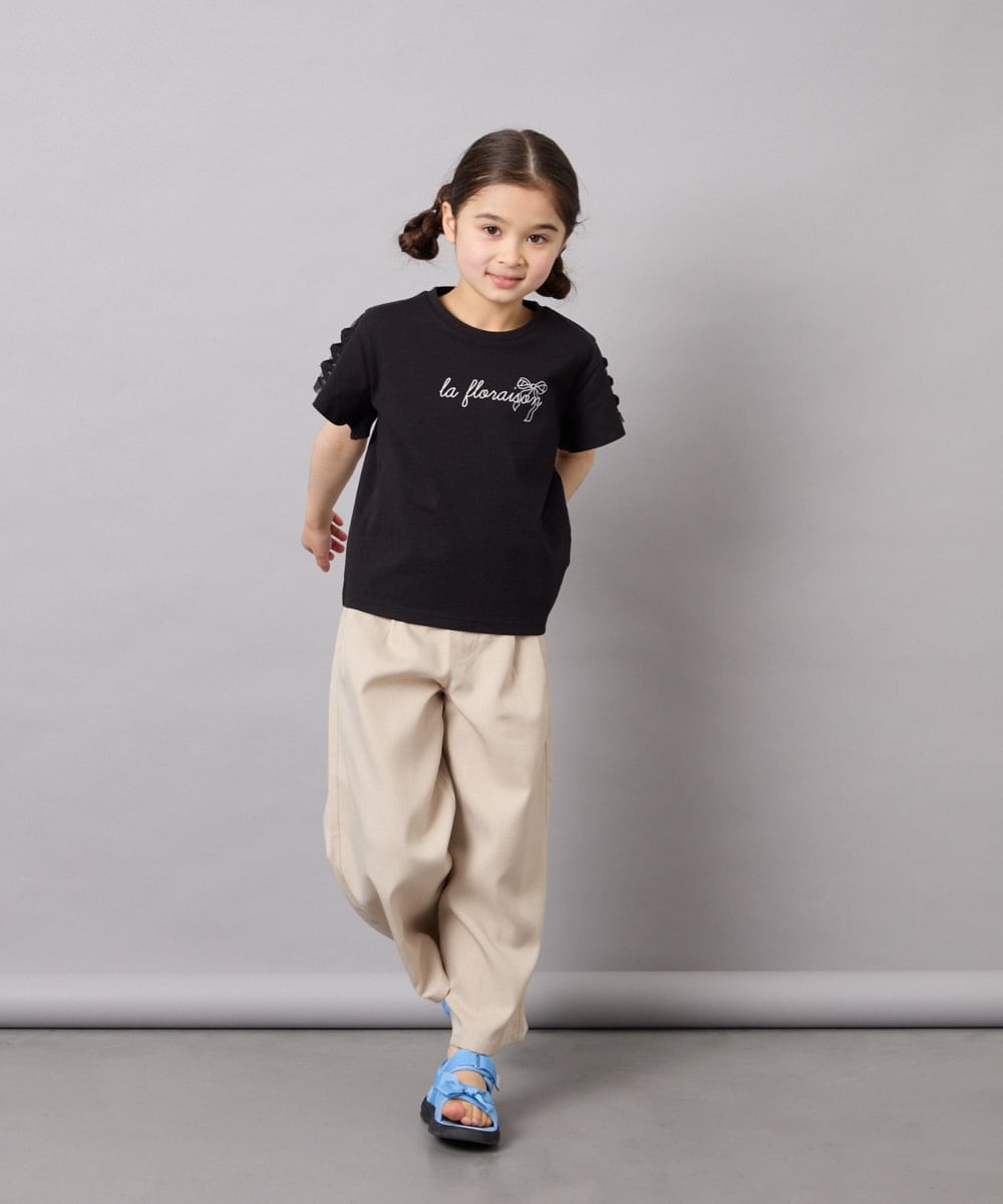 KJLGD01044 a.v.v KIDS(アー・ヴェ・ヴェ) [120-160]麻調サス付きワイドパンツ ベージュ