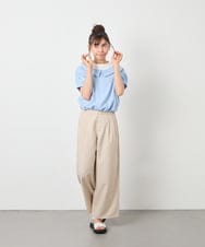 KJLGD01044 a.v.v KIDS(アー・ヴェ・ヴェ) [120-160]麻調サス付きワイドパンツ ベージュ