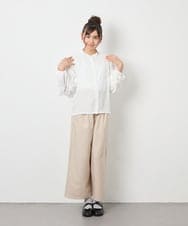 KJLGD01044 a.v.v KIDS(アー・ヴェ・ヴェ) [120-160]麻調サス付きワイドパンツ ベージュ