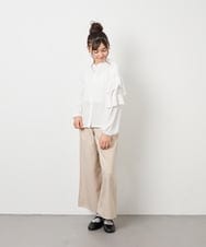 KJLGD01044 a.v.v KIDS(アー・ヴェ・ヴェ) [120-160]麻調サス付きワイドパンツ ベージュ