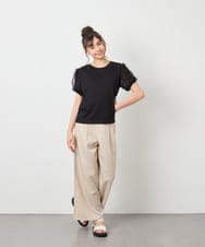 KJLGD01044 a.v.v KIDS(アー・ヴェ・ヴェ) [120-160]麻調サス付きワイドパンツ ベージュ