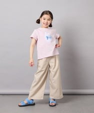 KJLGD01044 a.v.v KIDS(アー・ヴェ・ヴェ) [120-160]麻調サス付きワイドパンツ ベージュ