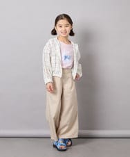 KJLGD01044 a.v.v KIDS(アー・ヴェ・ヴェ) [120-160]麻調サス付きワイドパンツ ベージュ