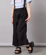 KJLGD01044 a.v.v KIDS(アー・ヴェ・ヴェ) [120-160]麻調サス付きワイドパンツ ブラック