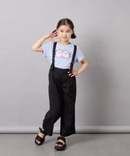 KJLGD01044 a.v.v KIDS(アー・ヴェ・ヴェ) [120-160]麻調サス付きワイドパンツ ブラック