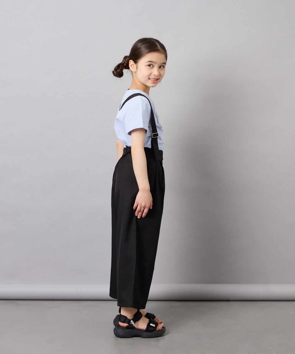KJLGD01044 a.v.v KIDS(アー・ヴェ・ヴェ) [120-160]麻調サス付きワイドパンツ ブラック