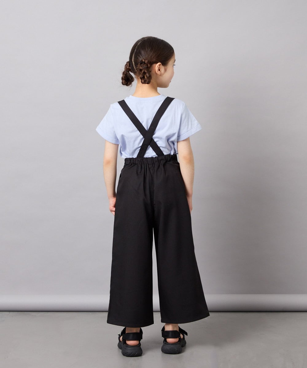 KJLGD01044 a.v.v KIDS(アー・ヴェ・ヴェ) [120-160]麻調サス付きワイドパンツ ブラック