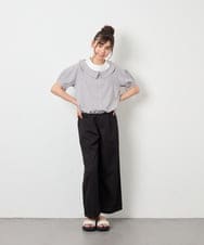 KJLGD01044 a.v.v KIDS(アー・ヴェ・ヴェ) [120-160]麻調サス付きワイドパンツ ブラック