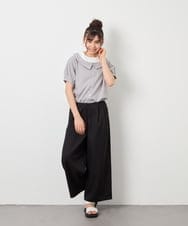 KJLGD01044 a.v.v KIDS(アー・ヴェ・ヴェ) [120-160]麻調サス付きワイドパンツ ブラック