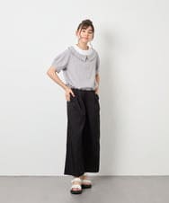 KJLGD01044 a.v.v KIDS(アー・ヴェ・ヴェ) [120-160]麻調サス付きワイドパンツ ブラック