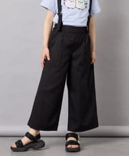 KJLGD01044 a.v.v KIDS(アー・ヴェ・ヴェ) [120-160]麻調サス付きワイドパンツ ブラック