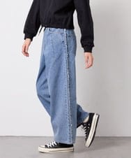 KJLGD31039 a.v.v KIDS(アー・ヴェ・ヴェ) [120-160]フリンジケミカルワイドデニム ブルー