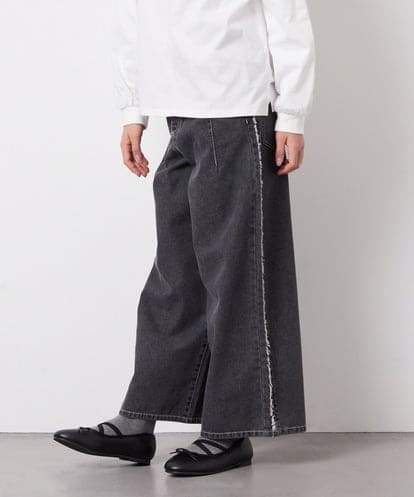 KJLGD31039 a.v.v KIDS [120-160]フリンジケミカルワイドデニム