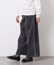 KJLGD31039 a.v.v KIDS(アー・ヴェ・ヴェ) [120-160]フリンジケミカルワイドデニム ダークグレー