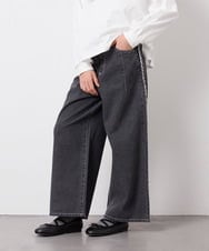 KJLGD31039 a.v.v KIDS(アー・ヴェ・ヴェ) [120-160]フリンジケミカルワイドデニム ダークグレー