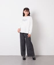 KJLGD31039 a.v.v KIDS(アー・ヴェ・ヴェ) [120-160]フリンジケミカルワイドデニム ダークグレー