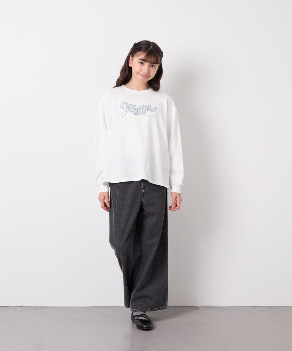 KJLGD31039 a.v.v KIDS(アー・ヴェ・ヴェ) [120-160]フリンジケミカルワイドデニム ダークグレー