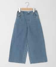 KJLGD31039 a.v.v KIDS(アー・ヴェ・ヴェ) [120-160]フリンジケミカルワイドデニム ブルー