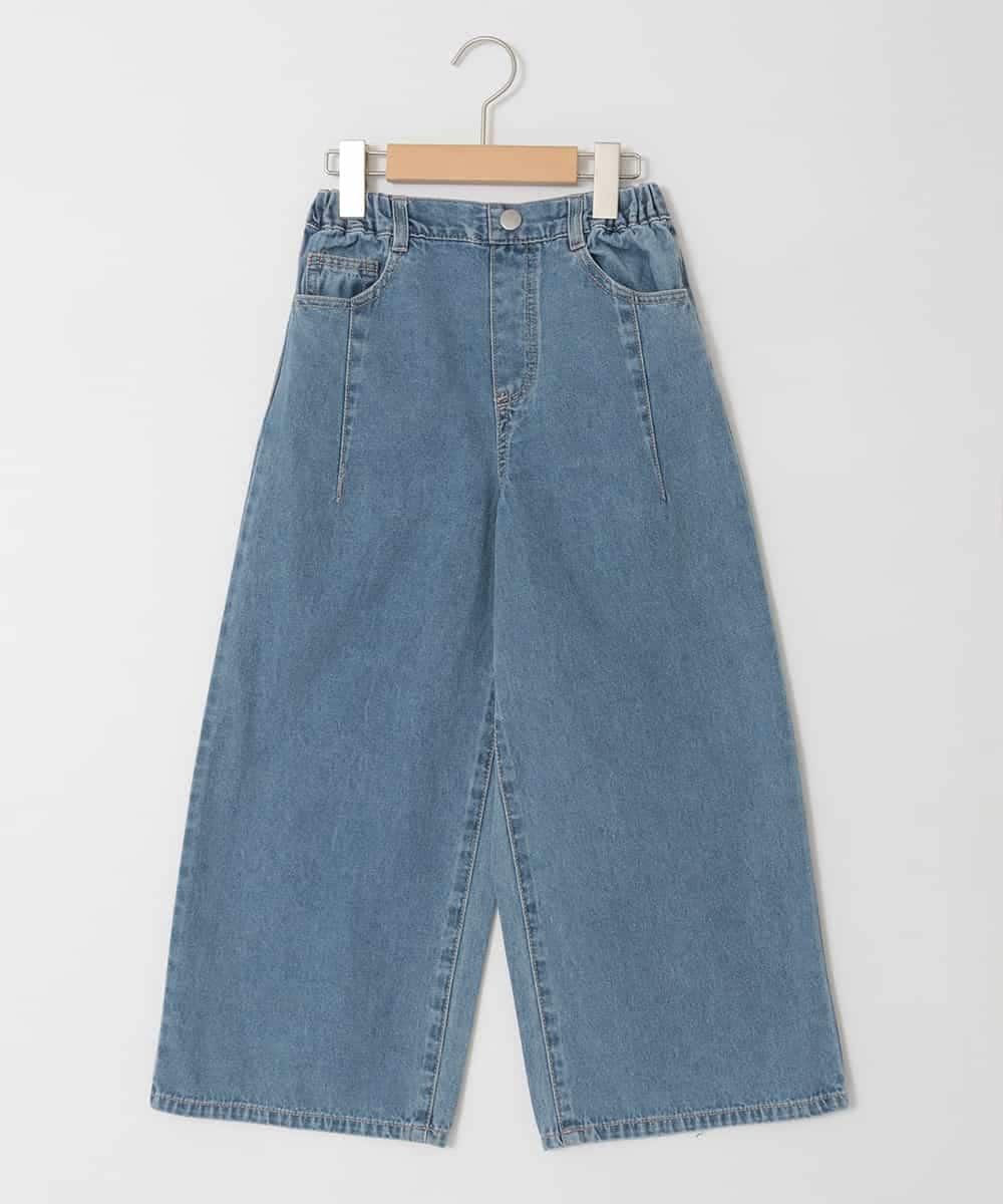 KJLGD31039 a.v.v KIDS(アー・ヴェ・ヴェ) [120-160]フリンジケミカルワイドデニム ブルー