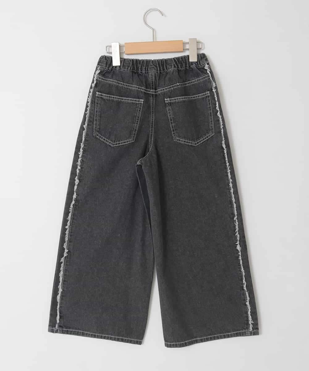 KJLGD31039 a.v.v KIDS(アー・ヴェ・ヴェ) [120-160]フリンジケミカルワイドデニム ダークグレー