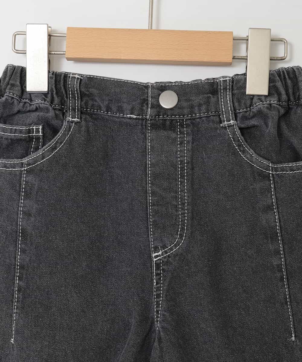 KJLGD31039 a.v.v KIDS(アー・ヴェ・ヴェ) [120-160]フリンジケミカルワイドデニム ダークグレー