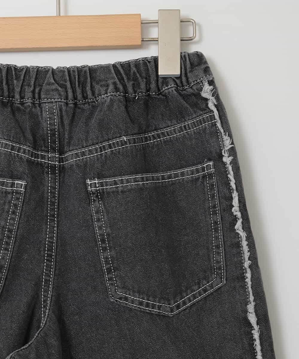 KJLGD31039 a.v.v KIDS(アー・ヴェ・ヴェ) [120-160]フリンジケミカルワイドデニム ダークグレー