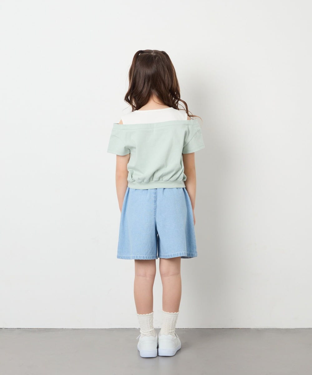 KJLGD56039 a.v.v KIDS(アー・ヴェ・ヴェ) [120-160]アソートデザインデニムキュロット ライトブルー