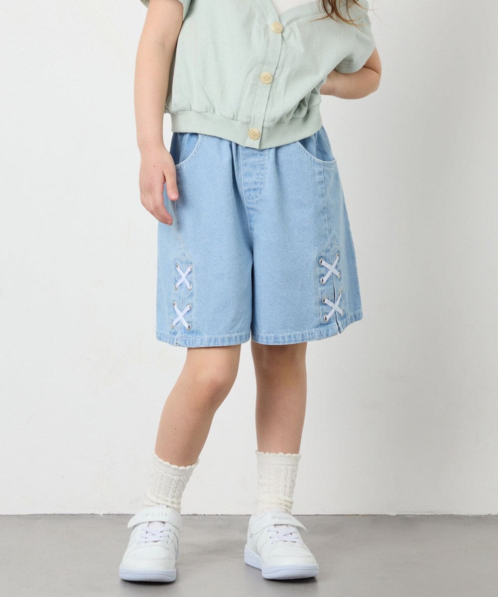 KJLGD56039 a.v.v KIDS(アー・ヴェ・ヴェ) [120-160]アソートデザインデニムキュロット ライトブルー