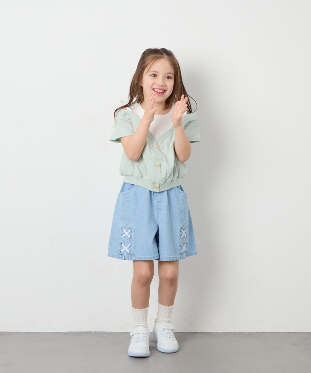 KJLGD56039 a.v.v KIDS(アー・ヴェ・ヴェ) [120-160]アソートデザインデニムキュロット ライトブルー