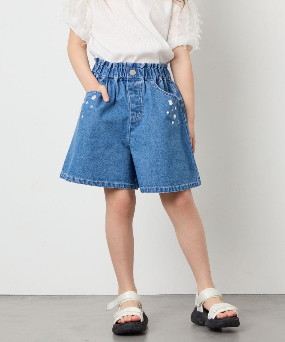 KJLGD56039 a.v.v KIDS(アー・ヴェ・ヴェ) [120-160]アソートデザインデニムキュロット ブルー