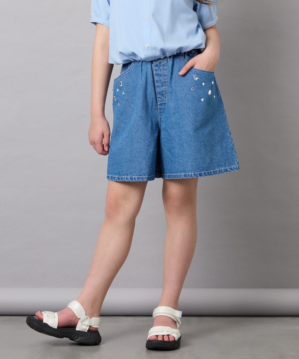 KJLGD56039 a.v.v KIDS(アー・ヴェ・ヴェ) [120-160]アソートデザインデニムキュロット ブルー