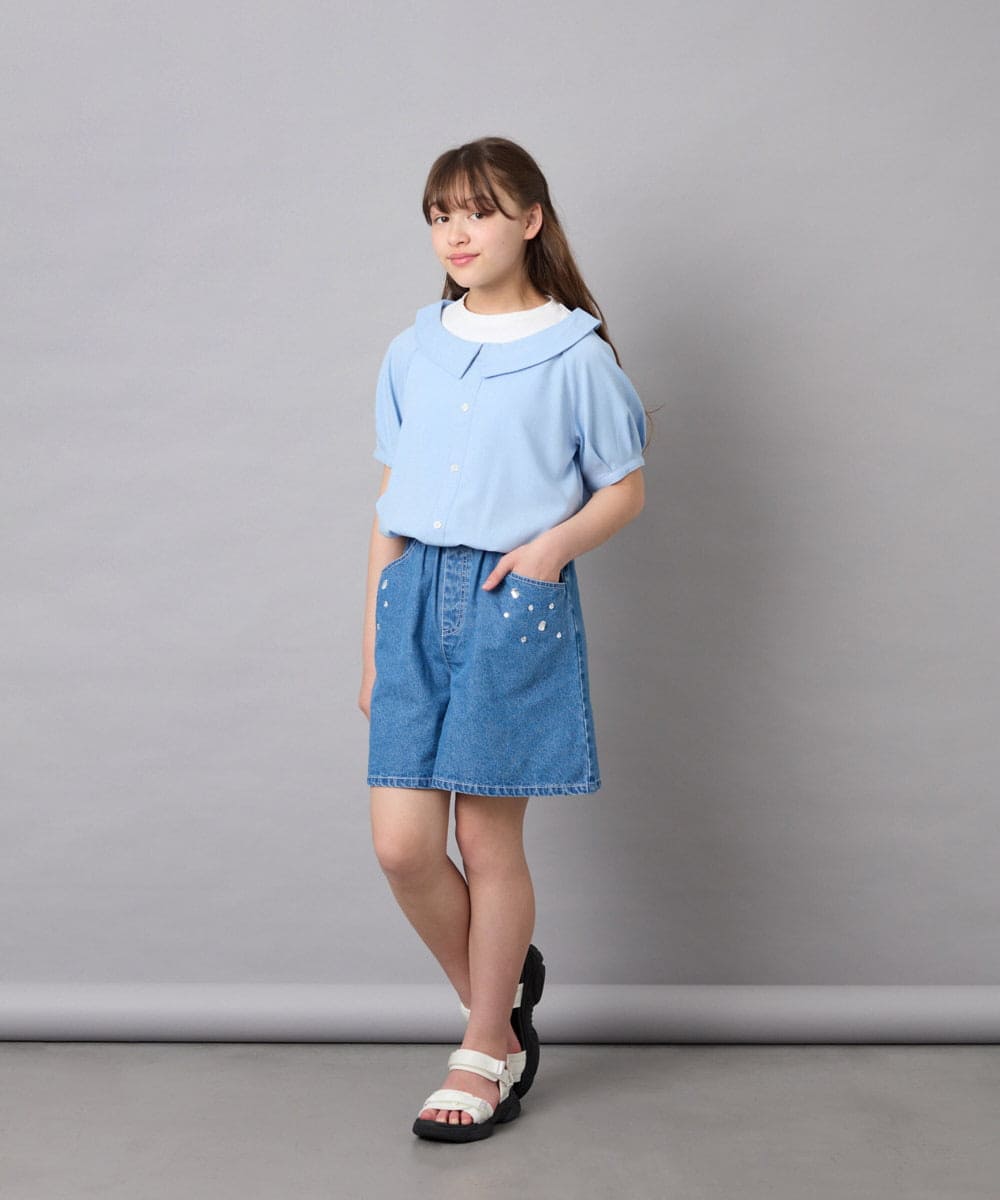 KJLGD56039 a.v.v KIDS(アー・ヴェ・ヴェ) [120-160]アソートデザインデニムキュロット ブルー