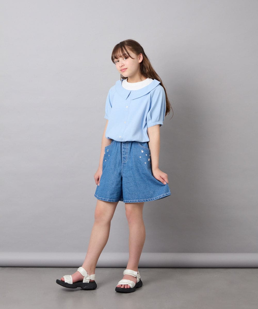 KJLGD56039 a.v.v KIDS(アー・ヴェ・ヴェ) [120-160]アソートデザインデニムキュロット ブルー