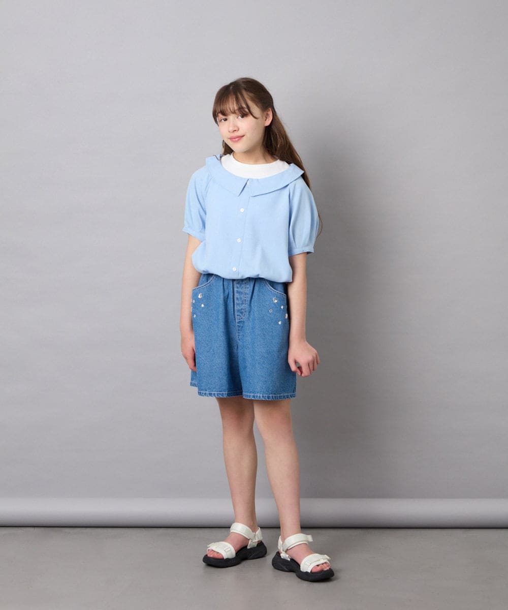 KJLGD56039 a.v.v KIDS(アー・ヴェ・ヴェ) [120-160]アソートデザインデニムキュロット ブルー