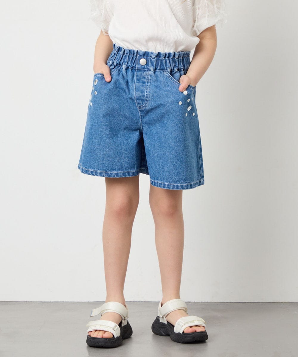 KJLGD56039 a.v.v KIDS(アー・ヴェ・ヴェ) [120-160]アソートデザインデニムキュロット ブルー