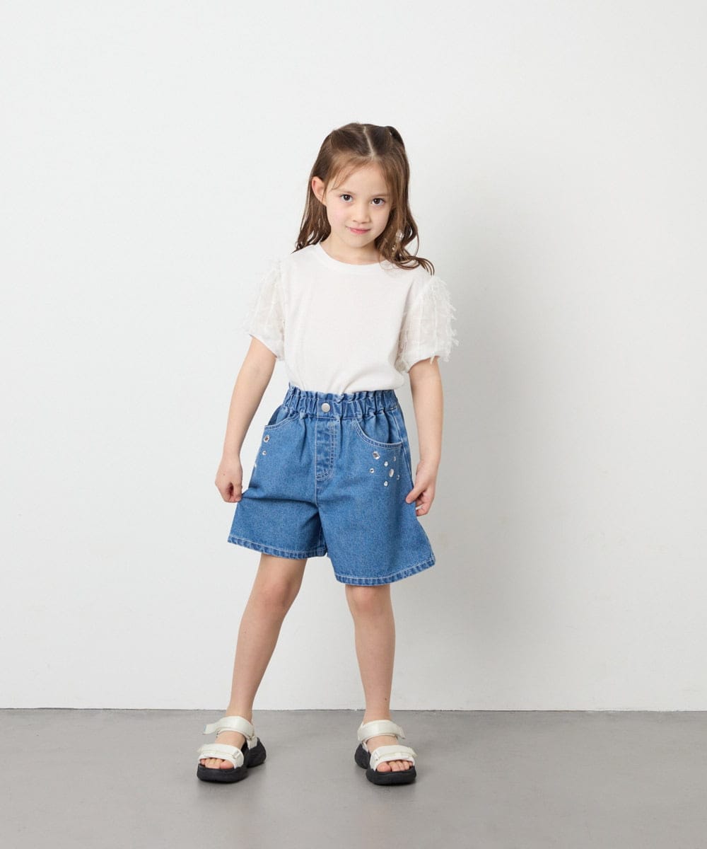 KJLGD56039 a.v.v KIDS(アー・ヴェ・ヴェ) [120-160]アソートデザインデニムキュロット ブルー