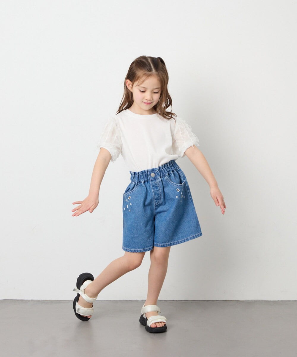 KJLGD56039 a.v.v KIDS(アー・ヴェ・ヴェ) [120-160]アソートデザインデニムキュロット ブルー