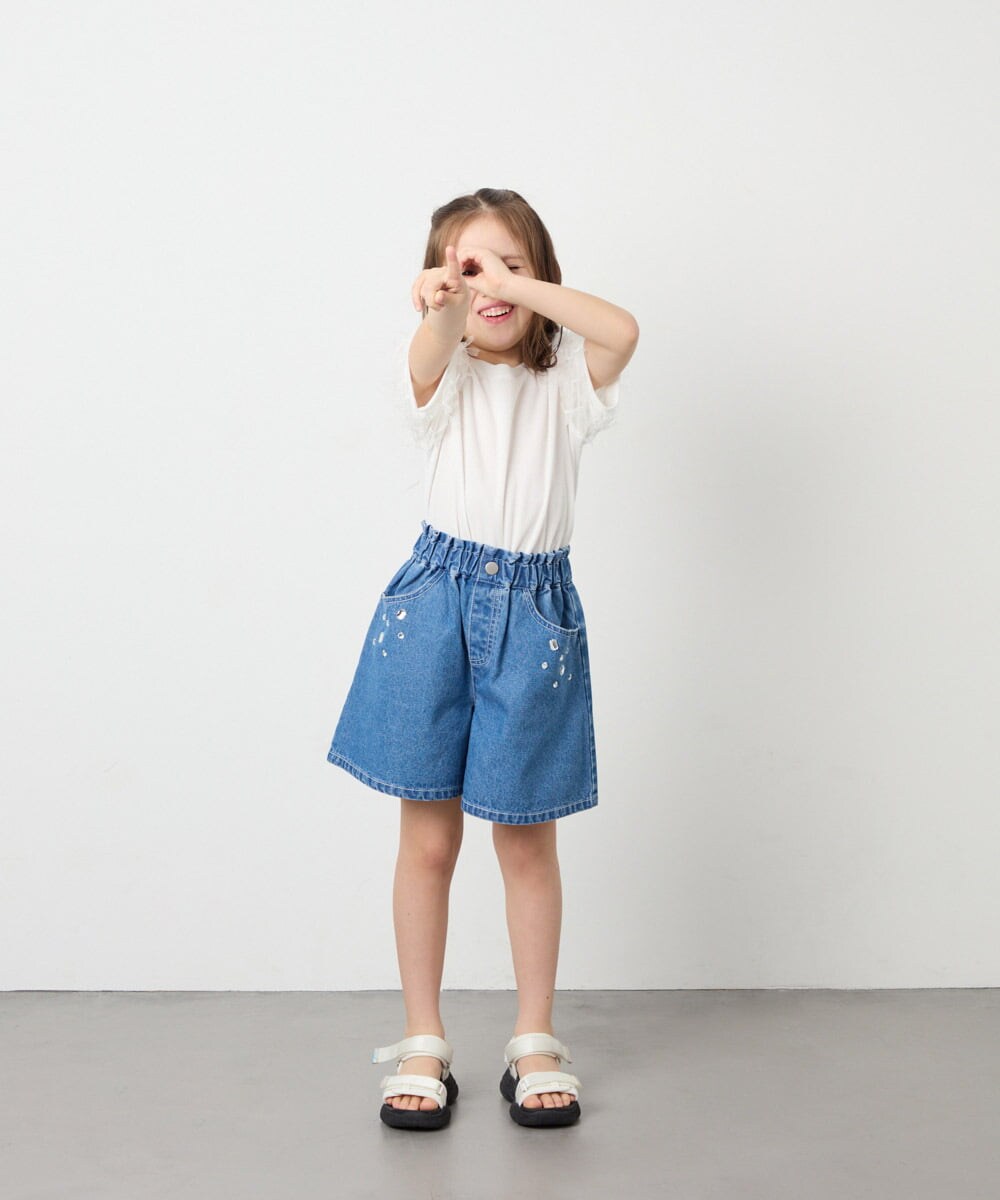 KJLGD56039 a.v.v KIDS(アー・ヴェ・ヴェ) [120-160]アソートデザインデニムキュロット ブルー