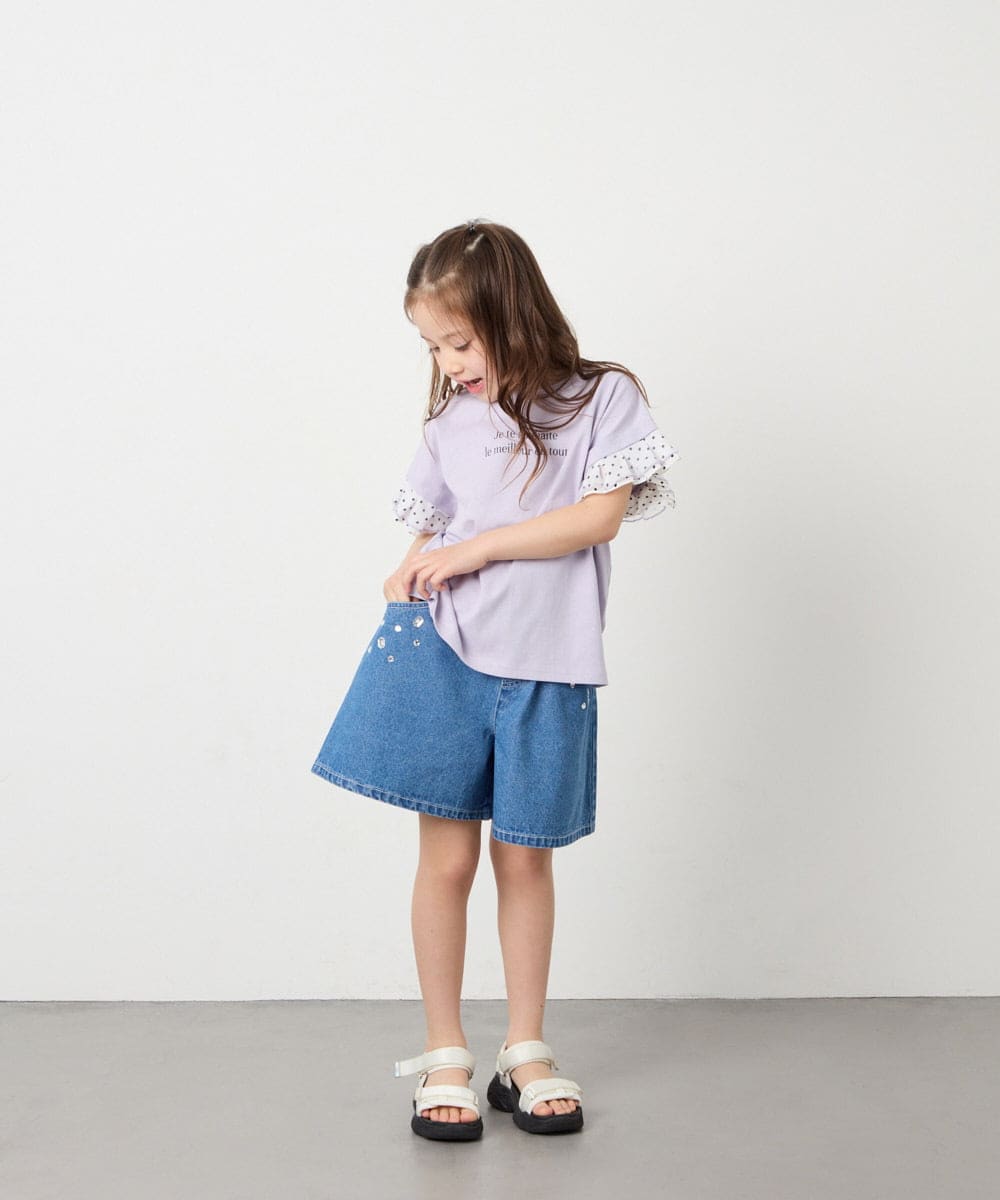 KJLGD56039 a.v.v KIDS(アー・ヴェ・ヴェ) [120-160]アソートデザインデニムキュロット ブルー