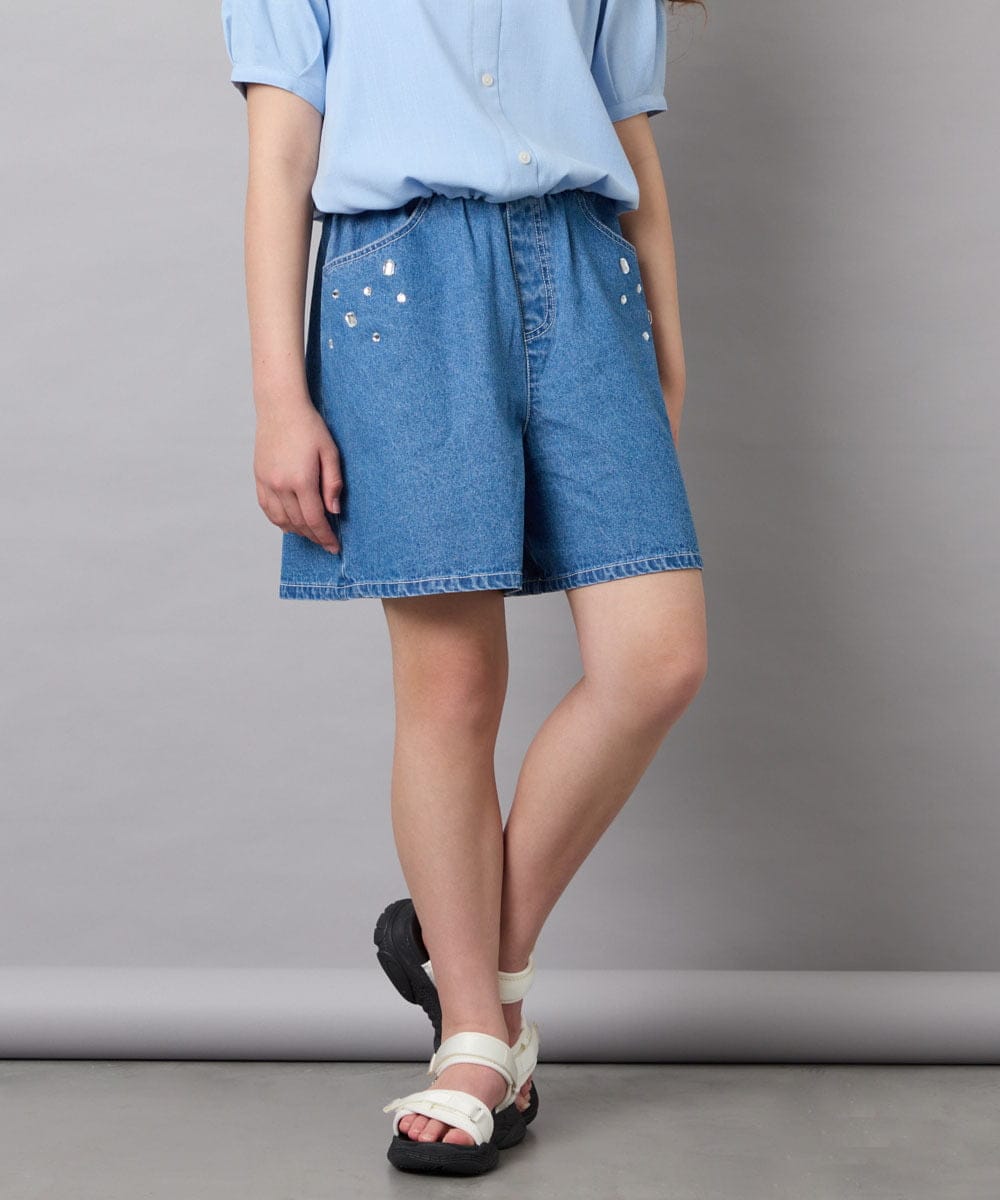 KJLGD56039 a.v.v KIDS(アー・ヴェ・ヴェ) [120-160]アソートデザインデニムキュロット ブルー