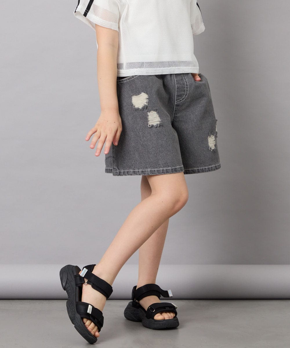 KJLGD56039 a.v.v KIDS(アー・ヴェ・ヴェ) [120-160]アソートデザインデニムキュロット ライトグレー