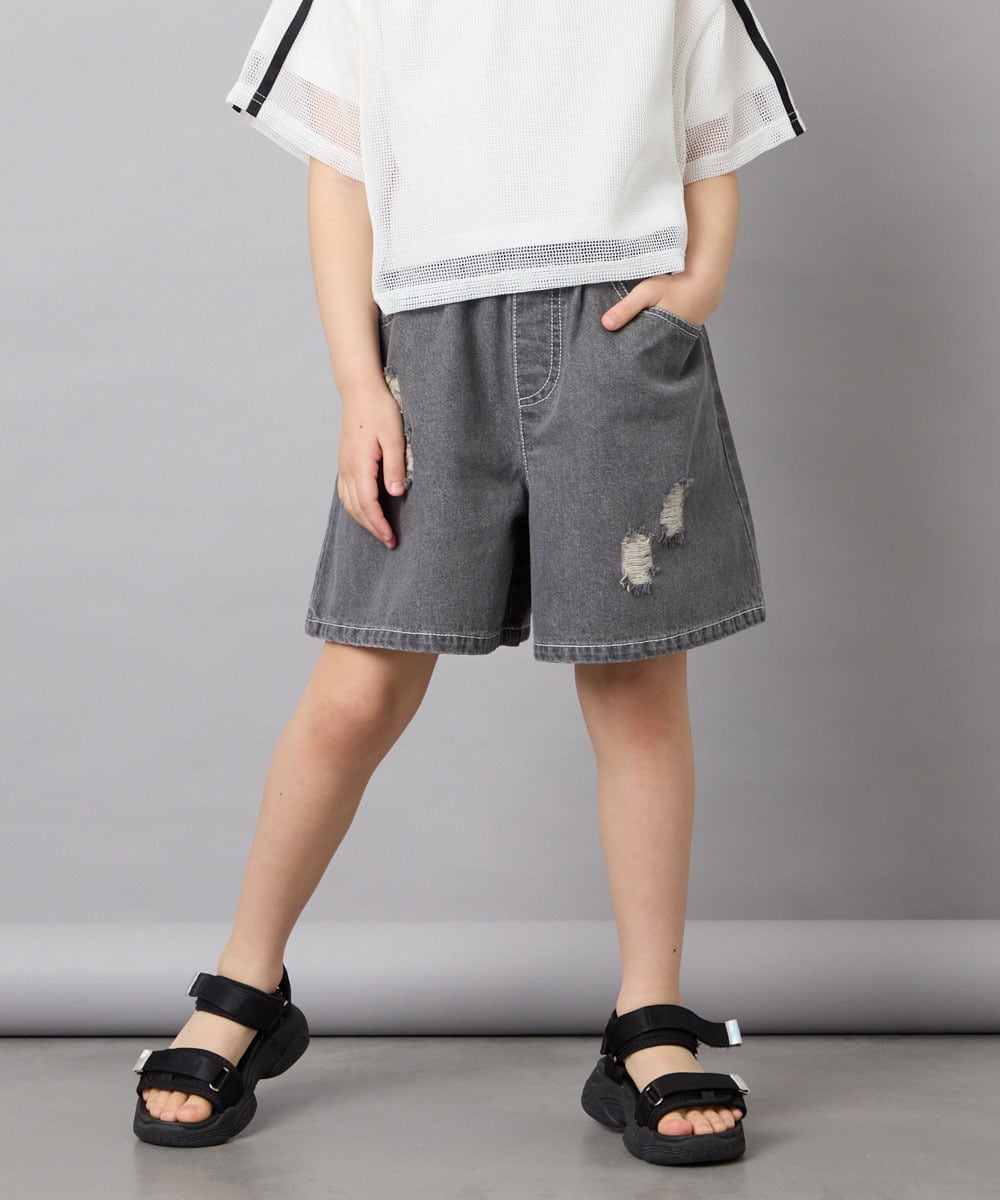 KJLGD56039 a.v.v KIDS(アー・ヴェ・ヴェ) [120-160]アソートデザインデニムキュロット ライトグレー