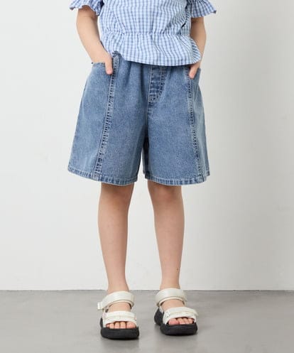 KJLGD57035 a.v.v KIDS [130-160]ケミカルデニムキュロット