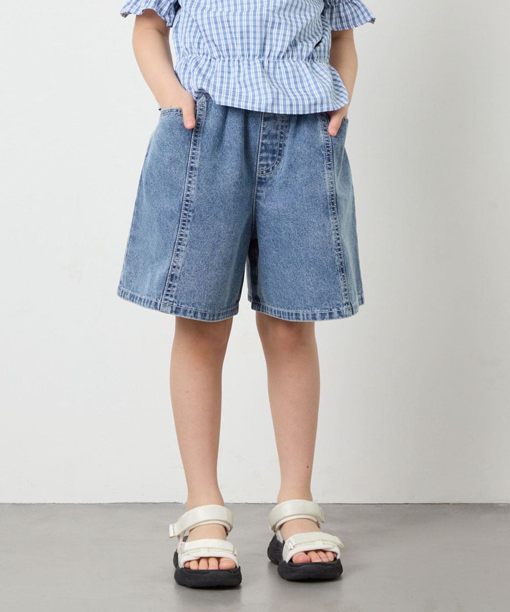 KJLGD57035 a.v.v KIDS(アー・ヴェ・ヴェ) [130-160]ケミカルデニムキュロット ブルー