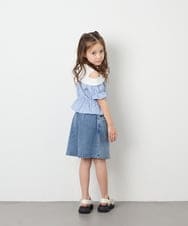 KJLGD57035 a.v.v KIDS(アー・ヴェ・ヴェ) [130-160]ケミカルデニムキュロット ブルー