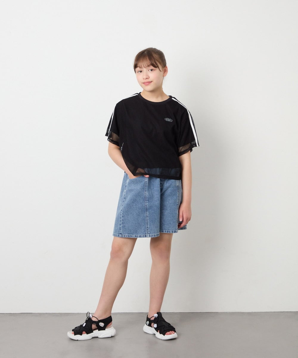 KJLGD57035 a.v.v KIDS(アー・ヴェ・ヴェ) [130-160]ケミカルデニムキュロット ブルー