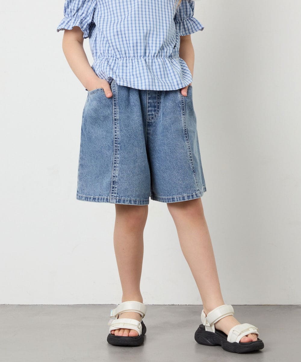 KJLGD57035 a.v.v KIDS(アー・ヴェ・ヴェ) [130-160]ケミカルデニムキュロット ブルー