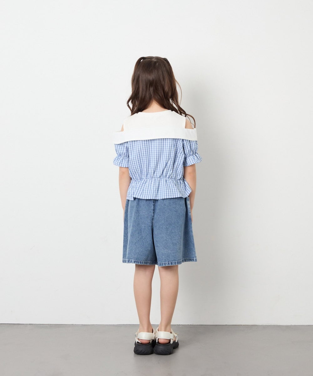 KJLGD57035 a.v.v KIDS(アー・ヴェ・ヴェ) [130-160]ケミカルデニムキュロット ブルー